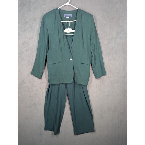 Women's 2-Piece Norton McNaughton Pants Suit Size 4 Green NWT NOS - Picture 1 of 15